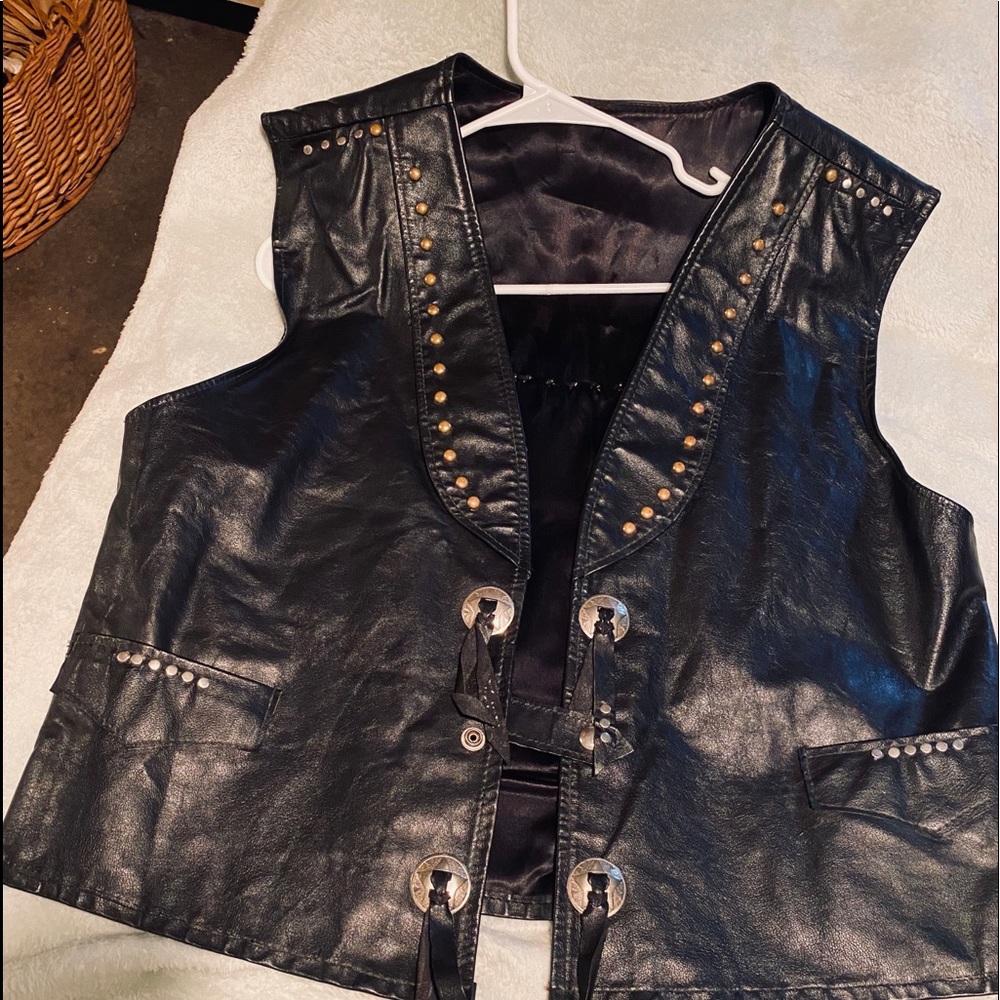 Genuine leather biker vest